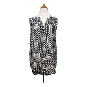 Velvet Heart black and white dot pattern sleeveless high low blouse sz M